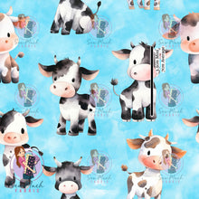 Load image into Gallery viewer, Cute Cows Blue | Knit | Retail | Average Scale
