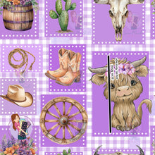 Load image into Gallery viewer, Highland Cow Patchwork Purple | Woven | Retail | Average Scale

