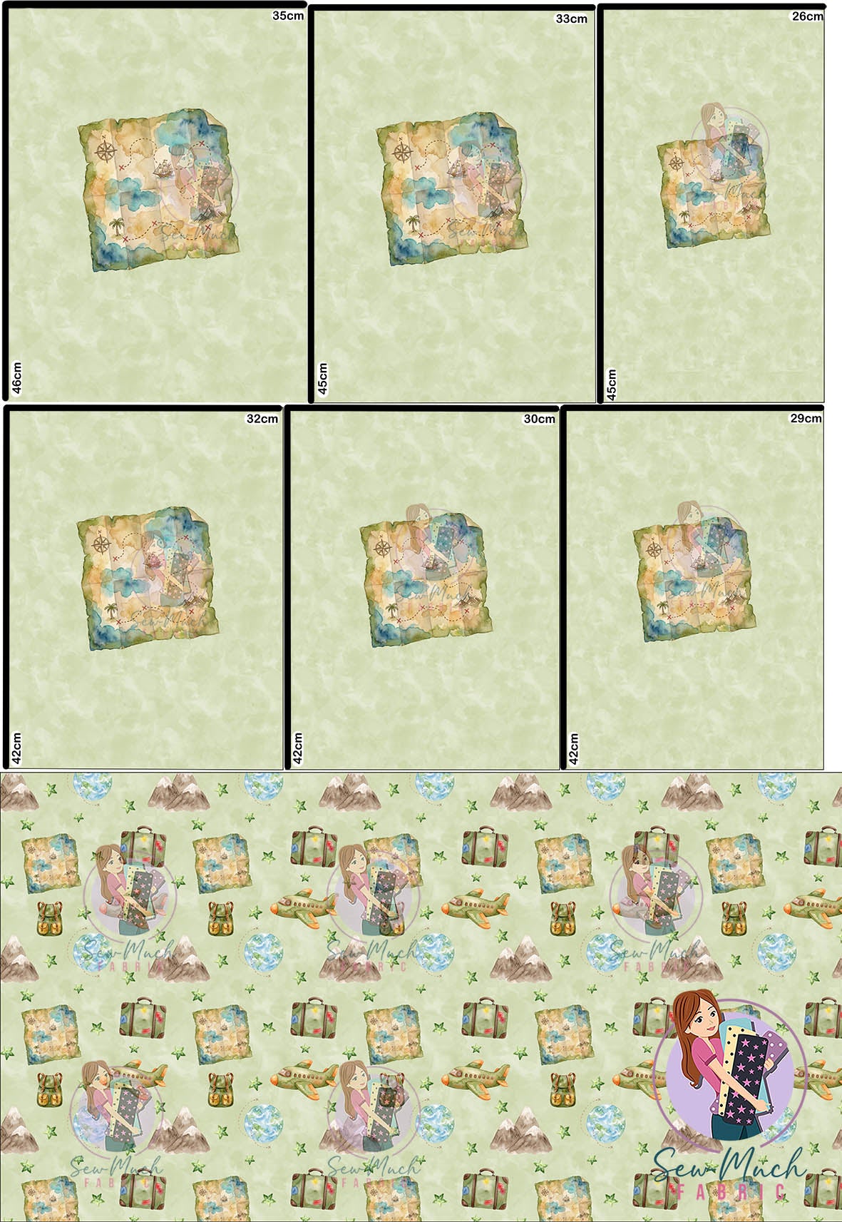 AUGUST Pre-Order (2): Travel Green 'PANEL FOR ROMPERS'