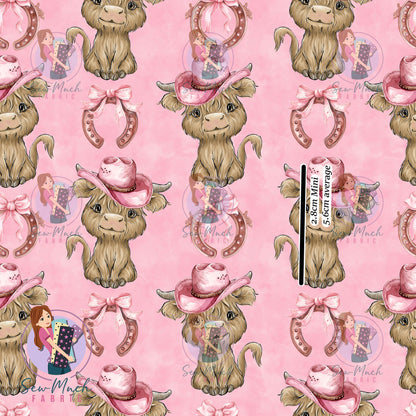 Highland Cows Horseshoe Pink | Knit | Retail | Average Scale
