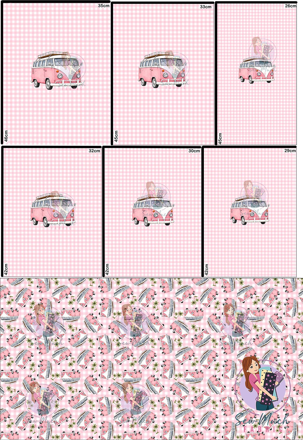 JULY Pre-Order (1): Retro Camper Pink 'PANEL FOR ROMPERS'