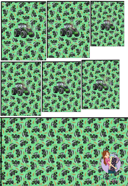 Unlimited Pre-Order: Tractors Green 'PANEL FOR ROMPERS'