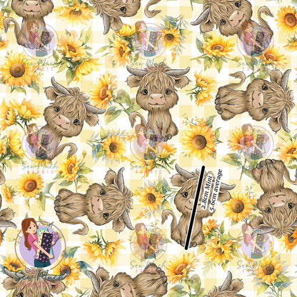 Highland Cow Sunflowers | Canvas | Retail | Average Scale