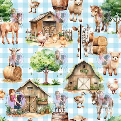 Farmyard Gingham Blue | Woven | Retail | Average Scale