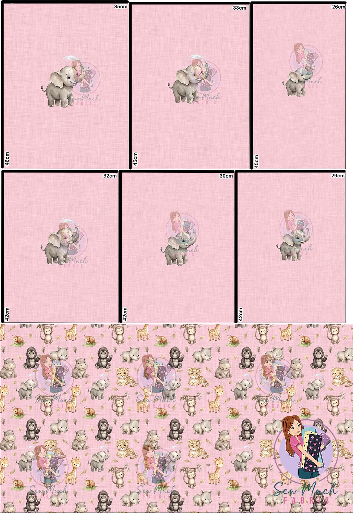 OCTOBER Pre-Order (1): Jungle Animals Pink 'PANEL FOR ROMPERS'