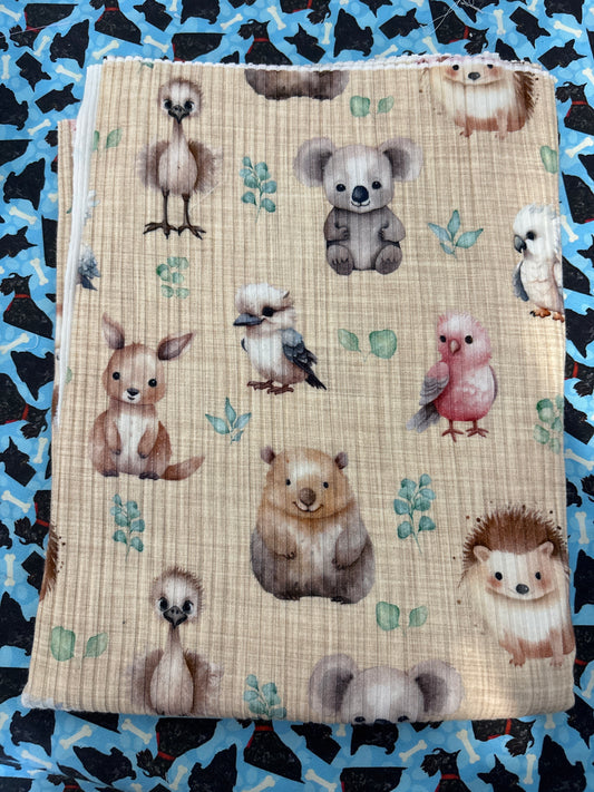 REMNANT: RIBBED KNIT Aussie Animals