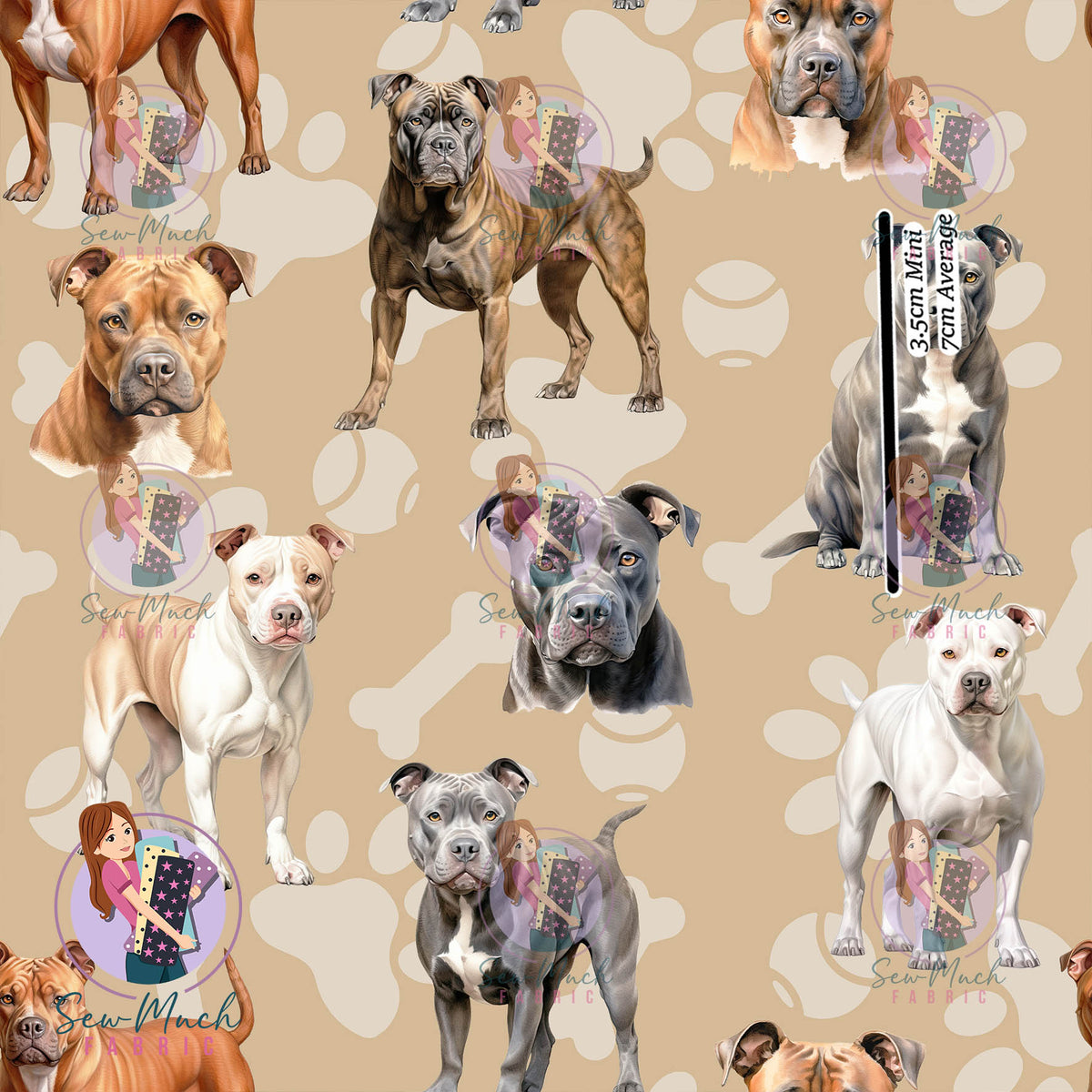Staffordshire Bull Terrier Beige | Woven | Retail | Average Scale