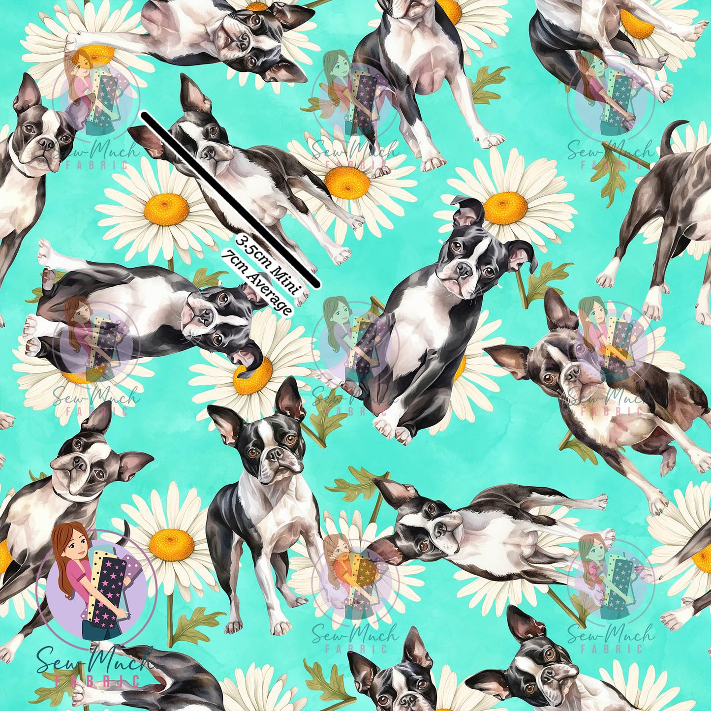 Boston Terrier Floral | Woven | Retail | MINI Scale