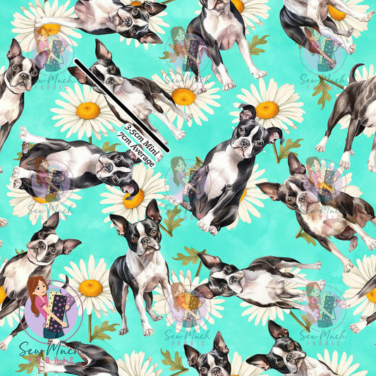Boston Terrier Floral | Woven | Retail | MINI Scale