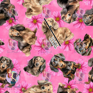 Dachshund Pink Floral | Woven | Retail | Average Scale