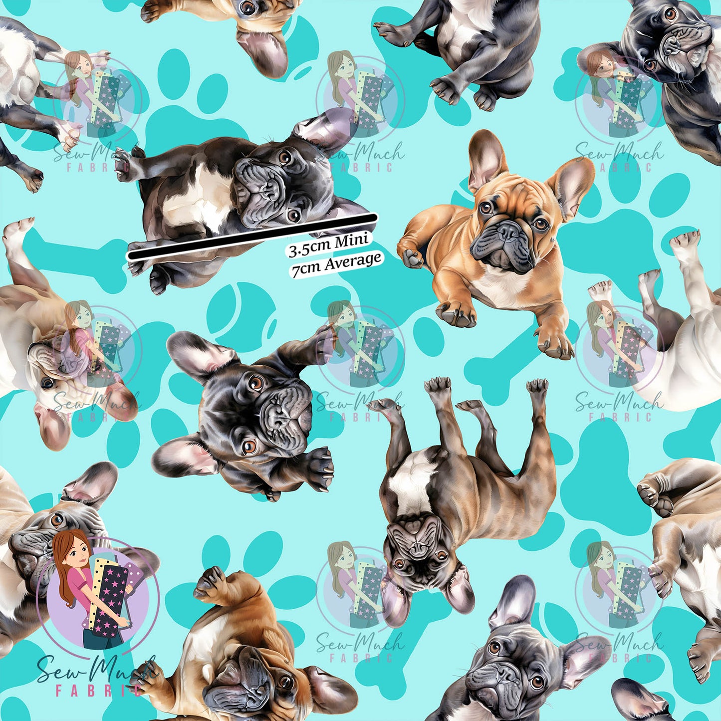 French Bulldog Aqua | Woven | Retail | MINI Scale