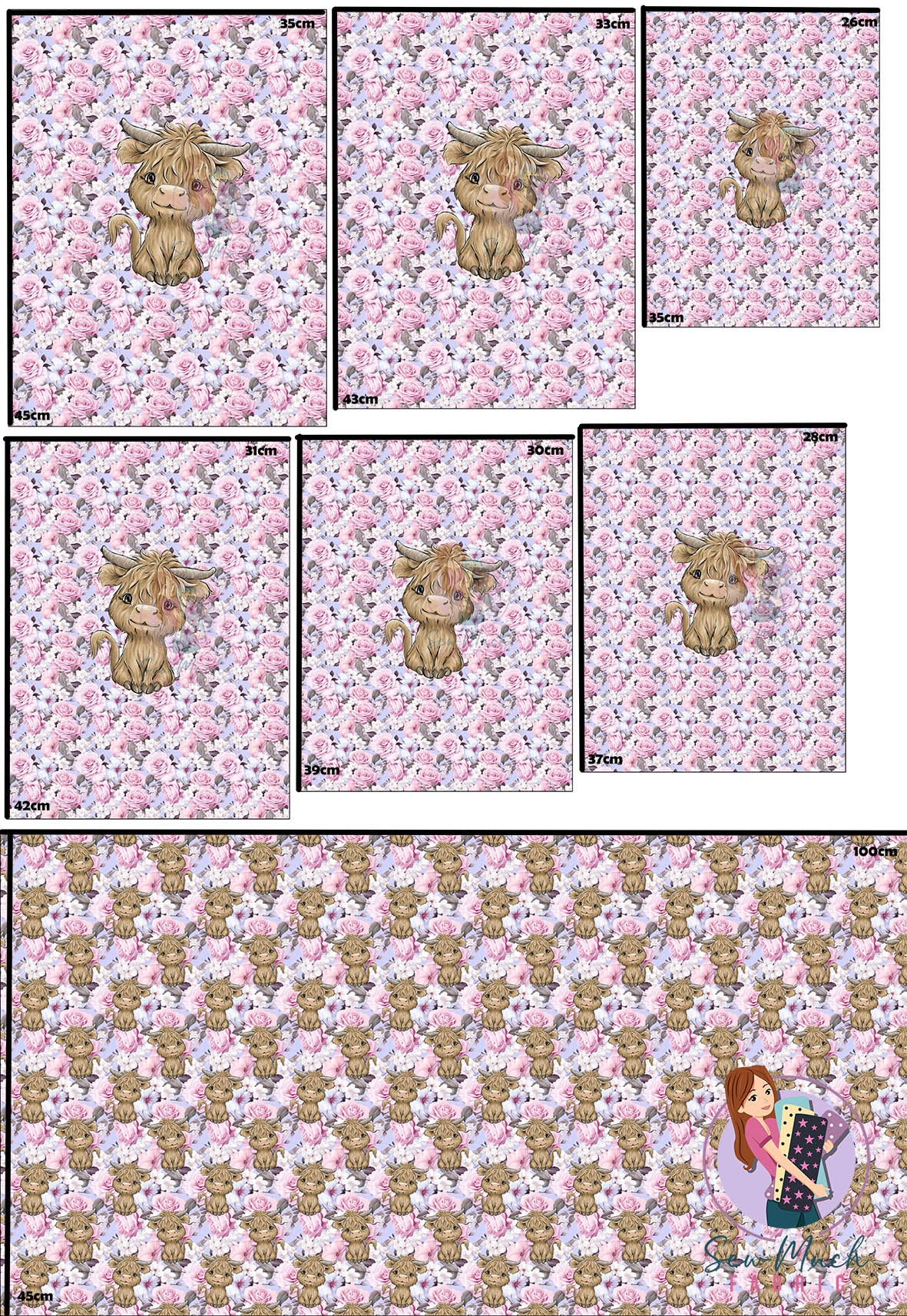 Unlimited Pre-Order: Highland Cow 64 'PANEL FOR ROMPERS'