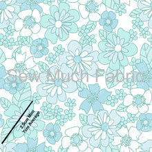 Load image into Gallery viewer, Aqua Ditsy Vintage Floral | Bamboo Lycra | Retail | Average Scale
