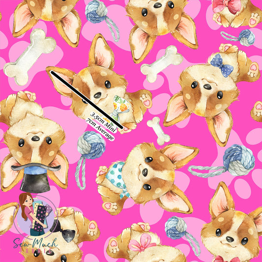 Corgi cute PINK | Woven | Retail | MINI Scale